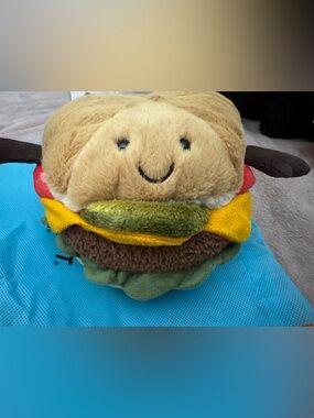 AUTHENTIC Jellycat Amuseables Burger Plush in Brown, Yellow, Green